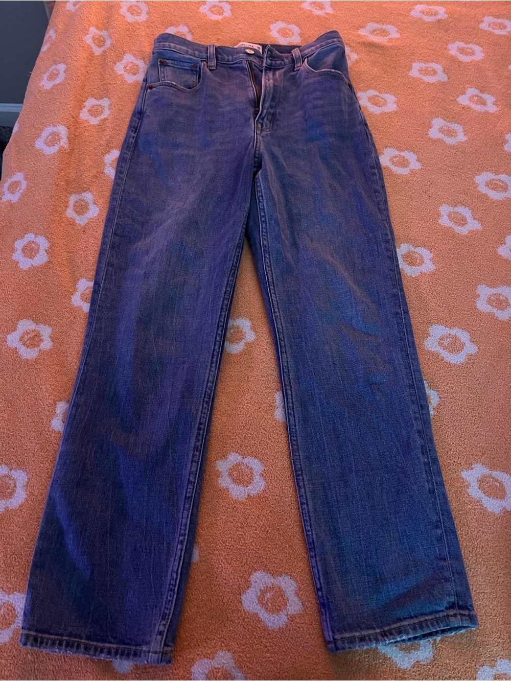 Abercrombie & Fitch Dark Blue High-Rise Ankle Straight Jeans